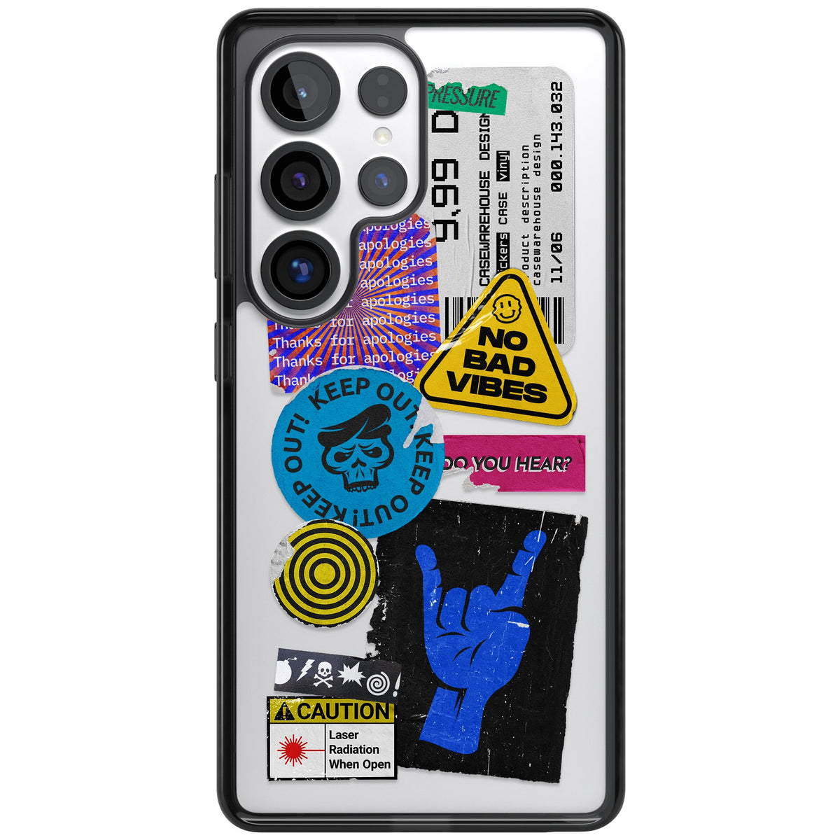 No Bad Vibes Sticker Mix Samsung S25 Ultra / Samsung S26 Ultra Impact Black Phone Case front