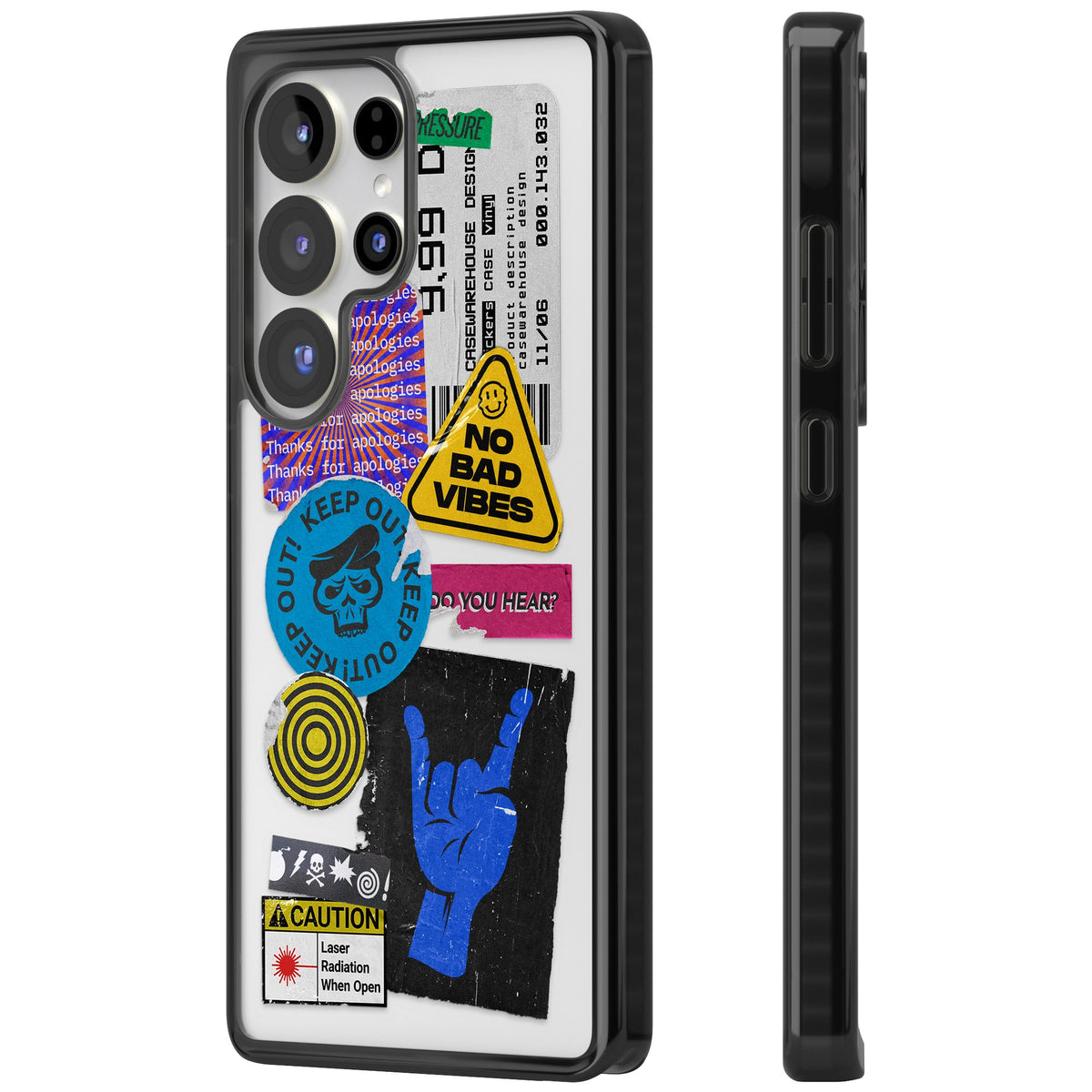 No Bad Vibes Sticker Mix Samsung S25 Ultra / Samsung S26 Ultra Impact Black Phone Case side