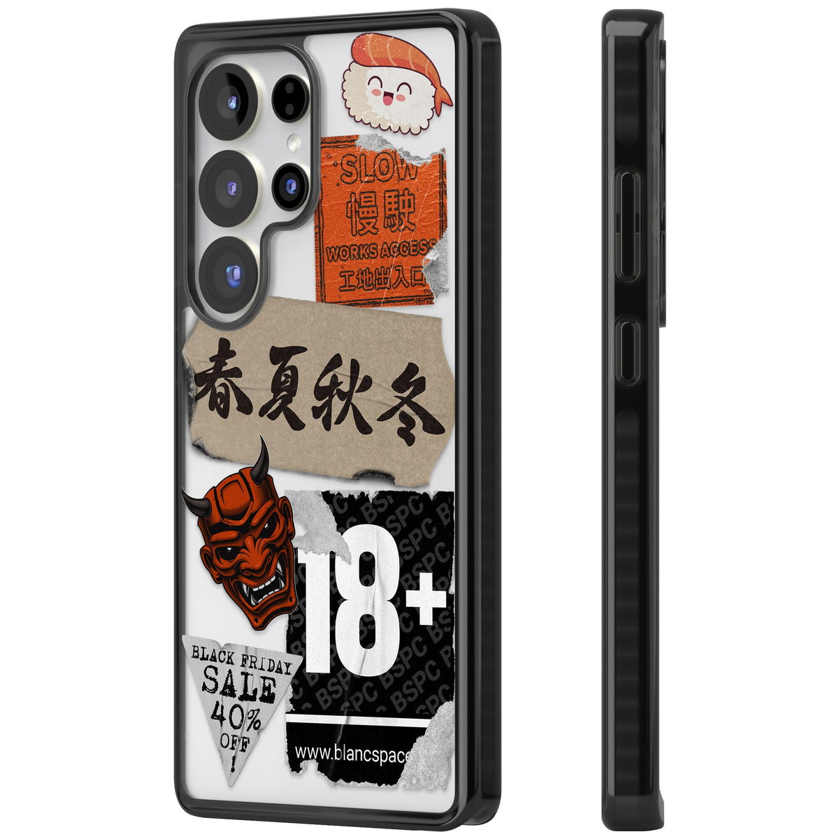 Asian Sticker Mix Samsung S25 Ultra / Samsung S26 Ultra Impact Black Phone Case side