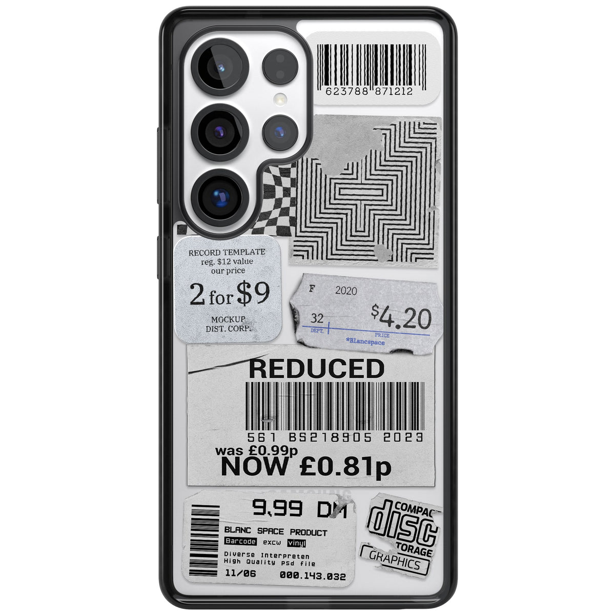 White Sticker Mix Samsung S25 Ultra / Samsung S26 Ultra Impact Black Phone Case front