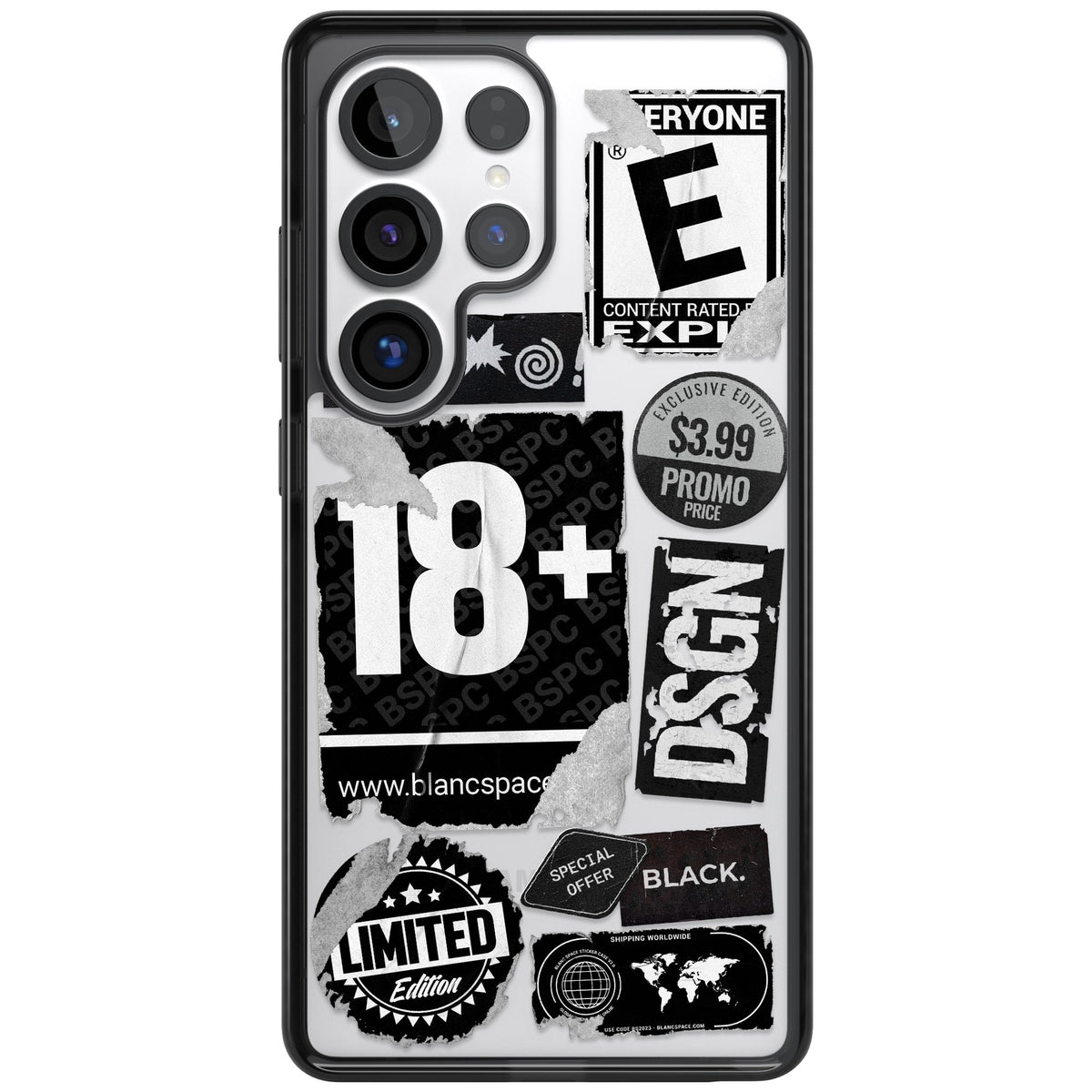 Black Sticker Mix Samsung S25 Ultra / Samsung S26 Ultra Impact Black Phone Case front