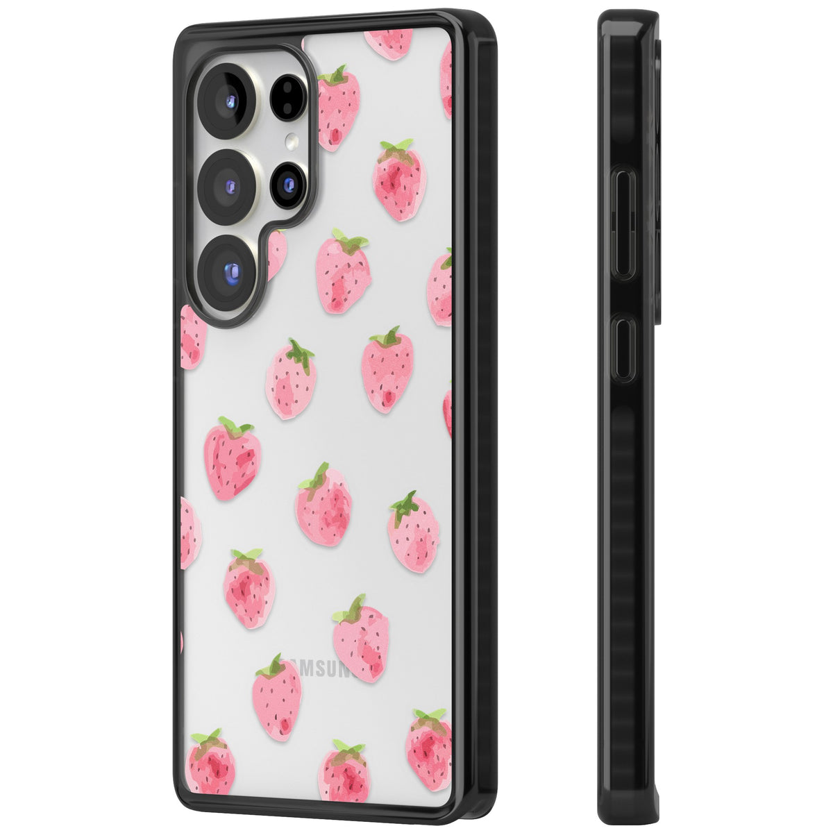 Pink Strawberry Samsung S25 Ultra / Samsung S26 Ultra Impact Black Phone Case side