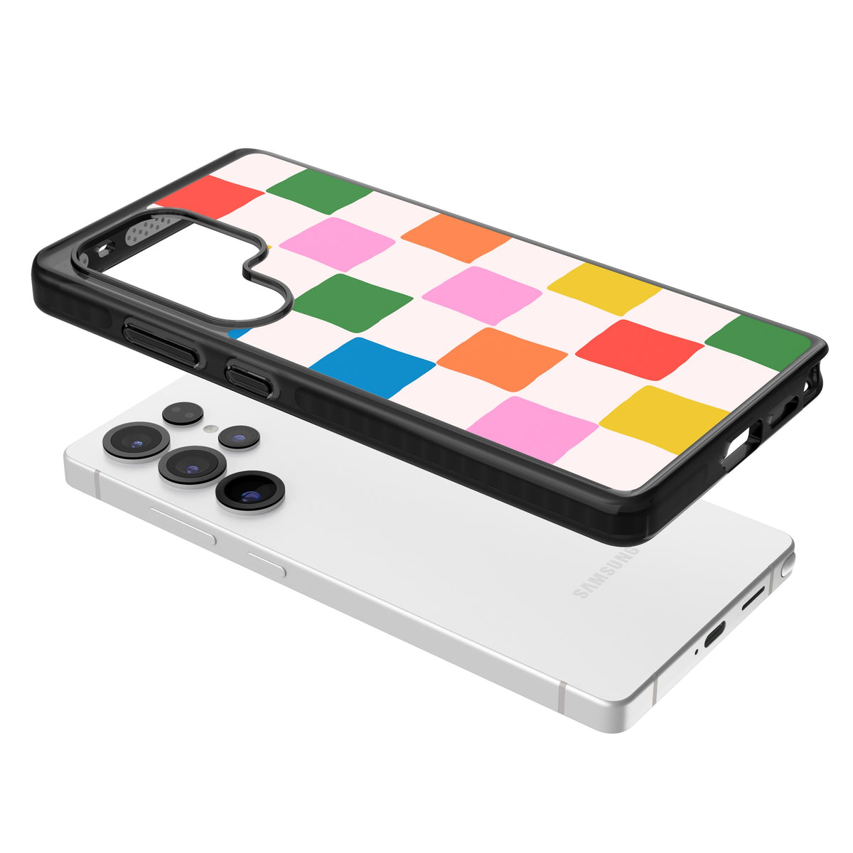 Colour Checked Samsung S25 Ultra / Samsung S26 Ultra Impact Black Phone Case angled