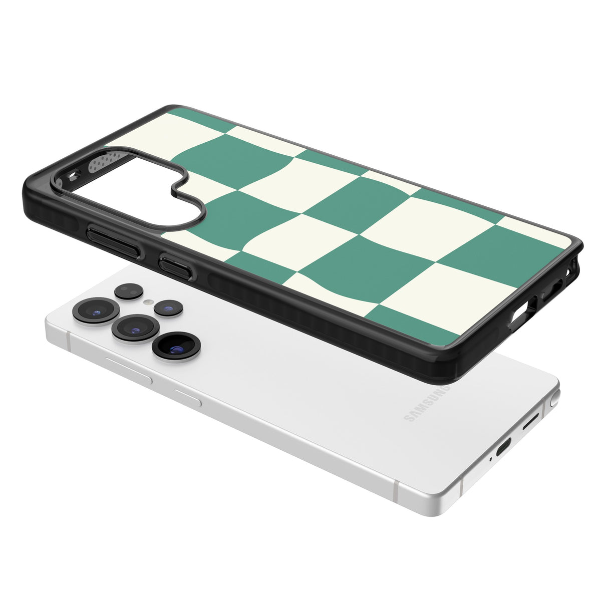 Matcha Wavy Check Samsung S25 Ultra / Samsung S26 Ultra Impact Black Phone Case angled