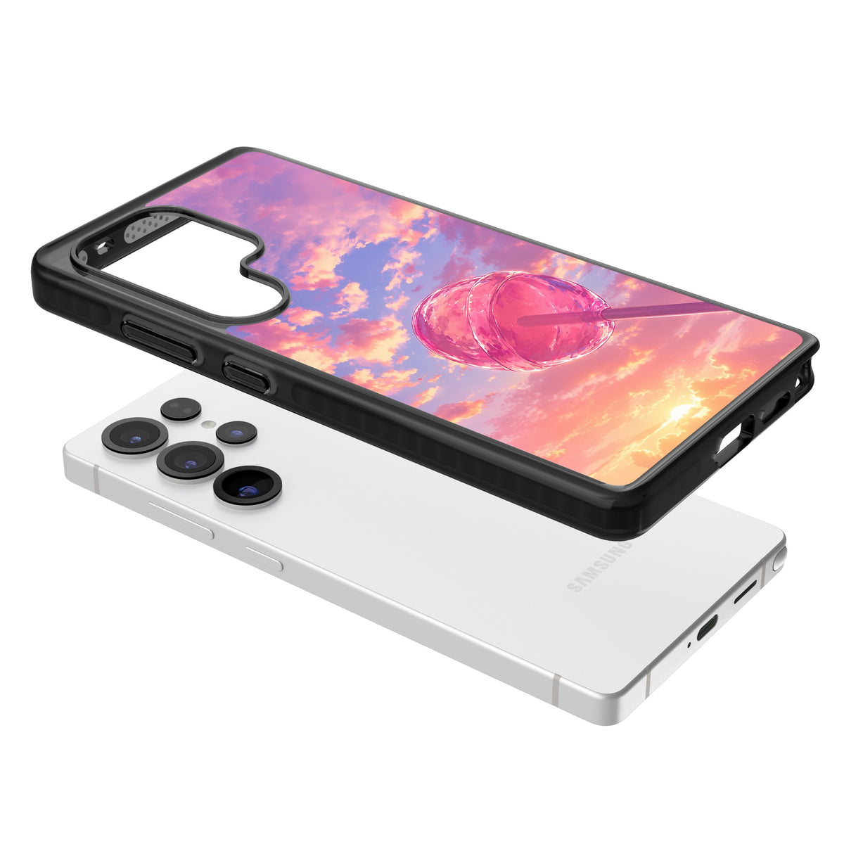 Sugar Sunset Samsung S25 Ultra / Samsung S26 Ultra Impact Black Phone Case angled