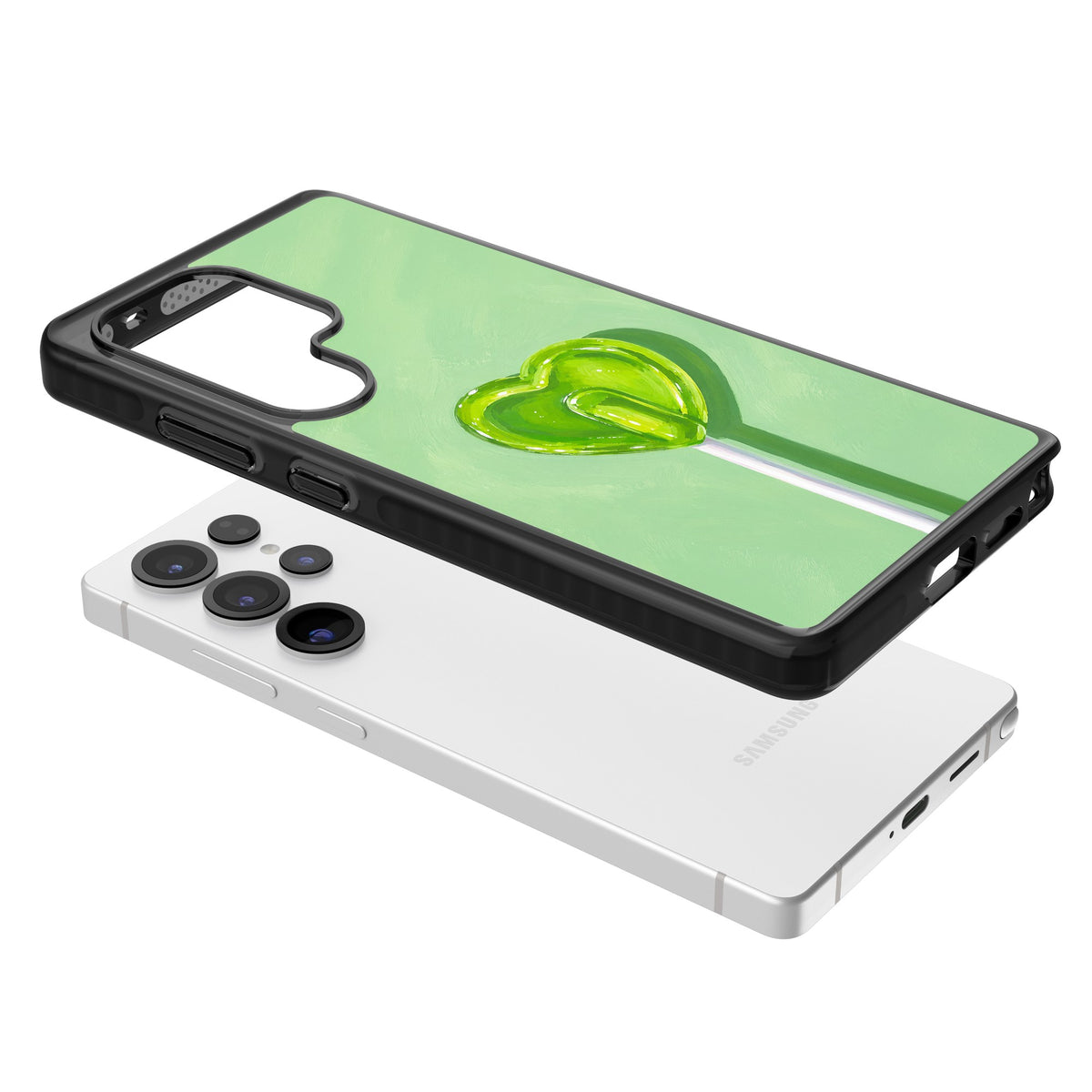 Green Lollipop Samsung S25 Ultra / Samsung S26 Ultra Impact Black Phone Case angled