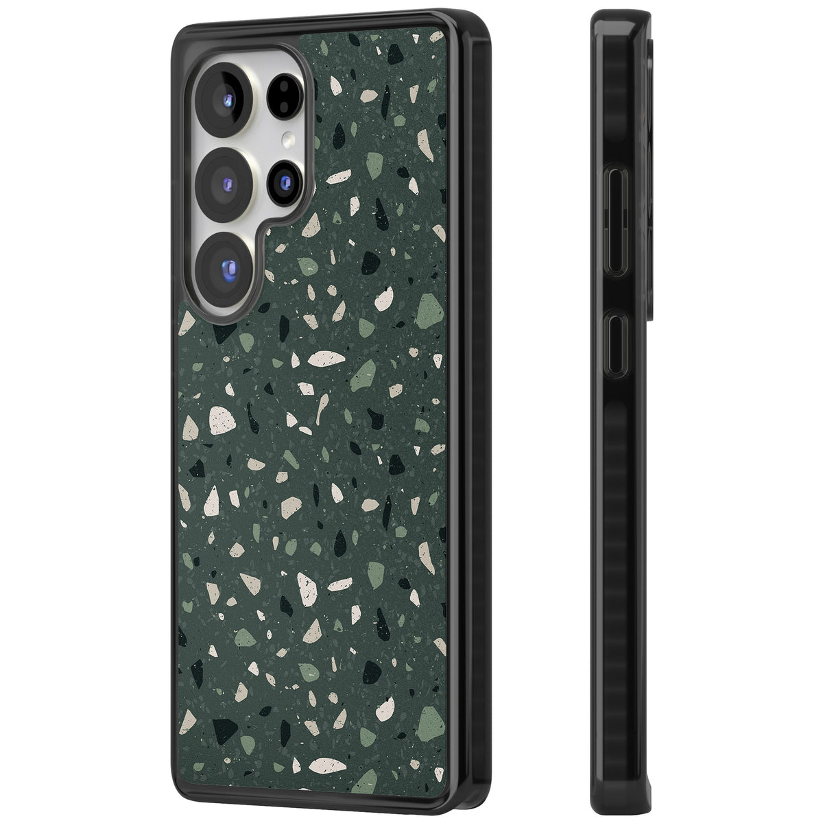 Green & Cream Terrazzo Pattern Samsung S25 Ultra / Samsung S26 Ultra Impact Black Phone Case side