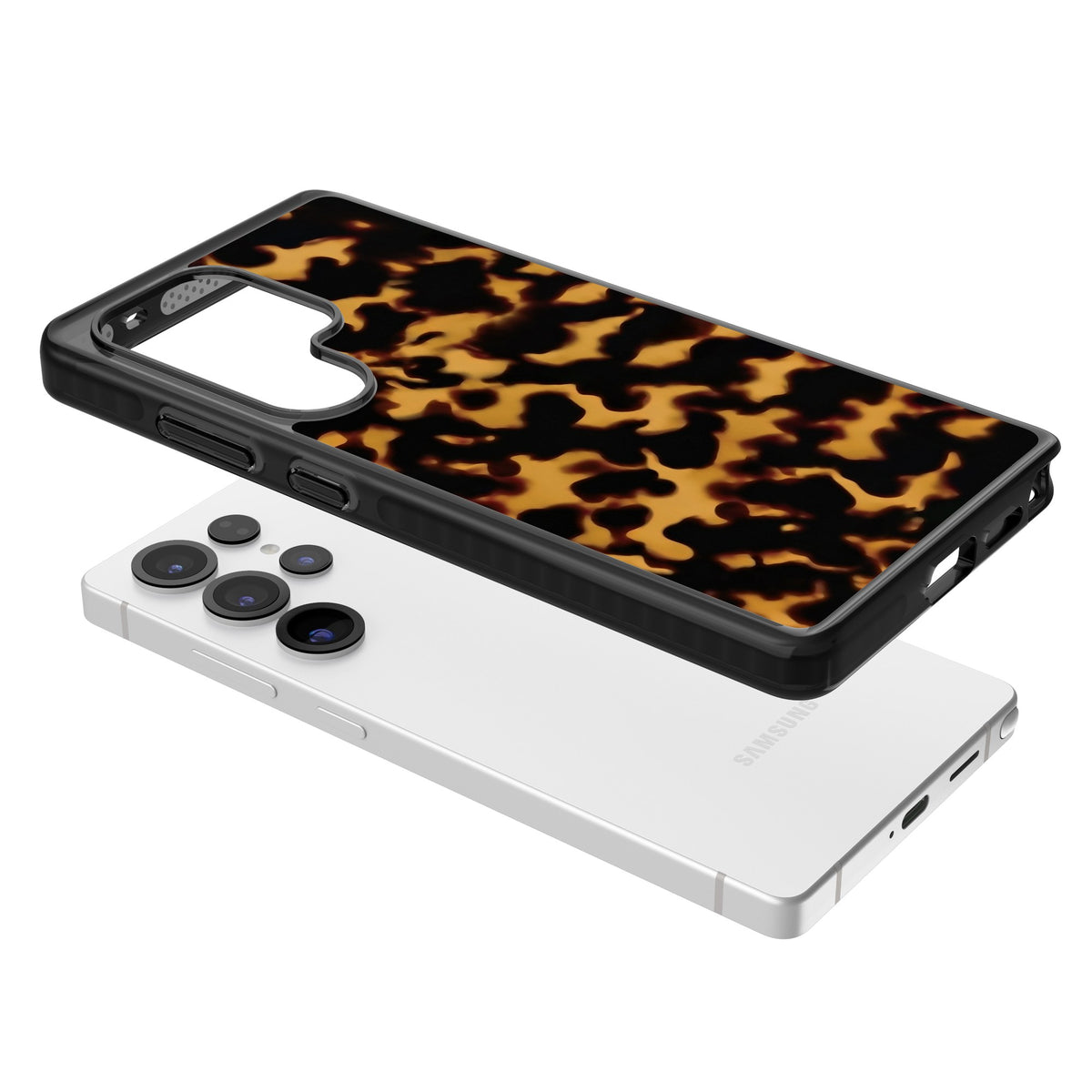 Amber Tortoise Samsung S25 Ultra / Samsung S26 Ultra Impact Black Phone Case angled