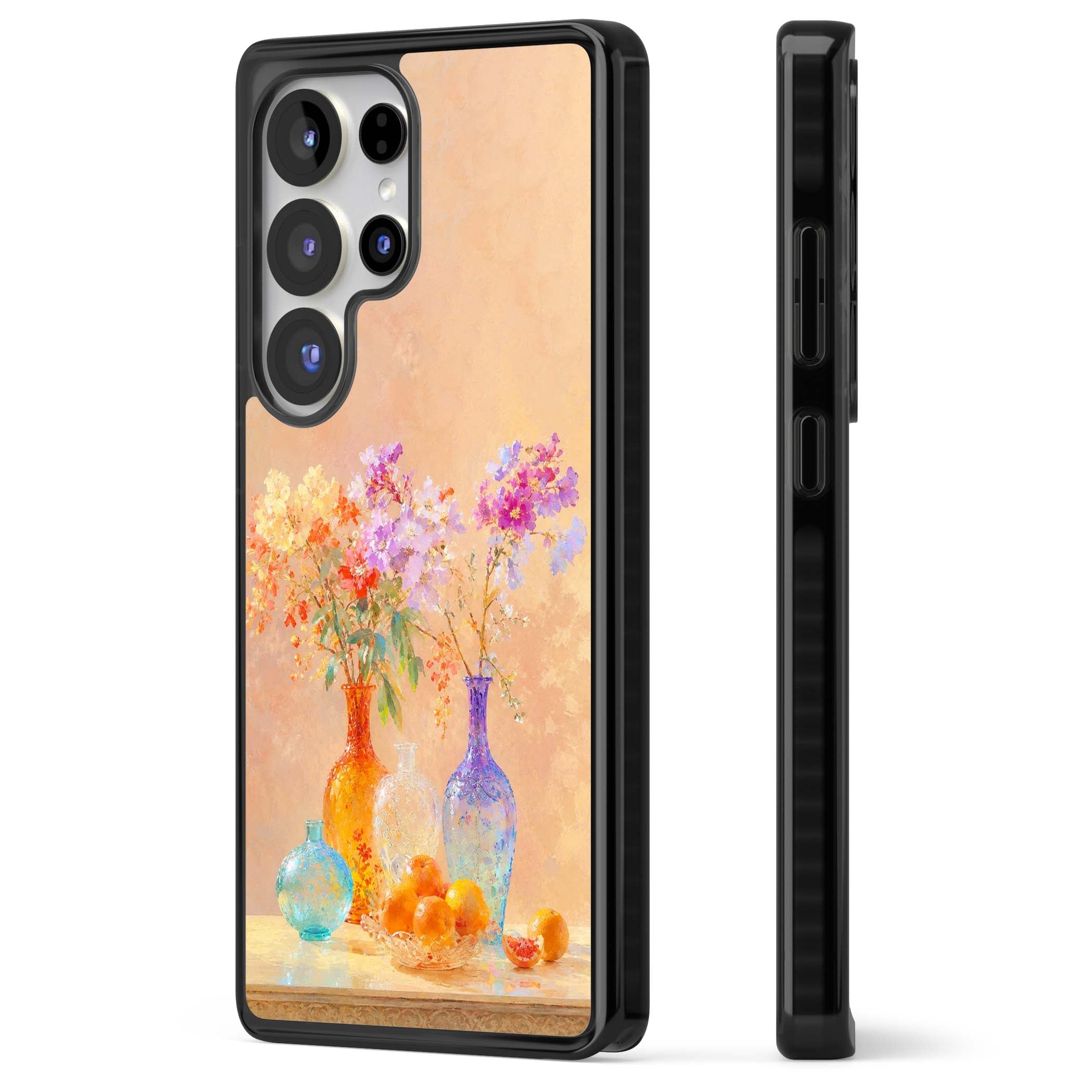 Peach Glass art iPhone case | Black Impact case for Samsung Galaxy S25 Ultra
