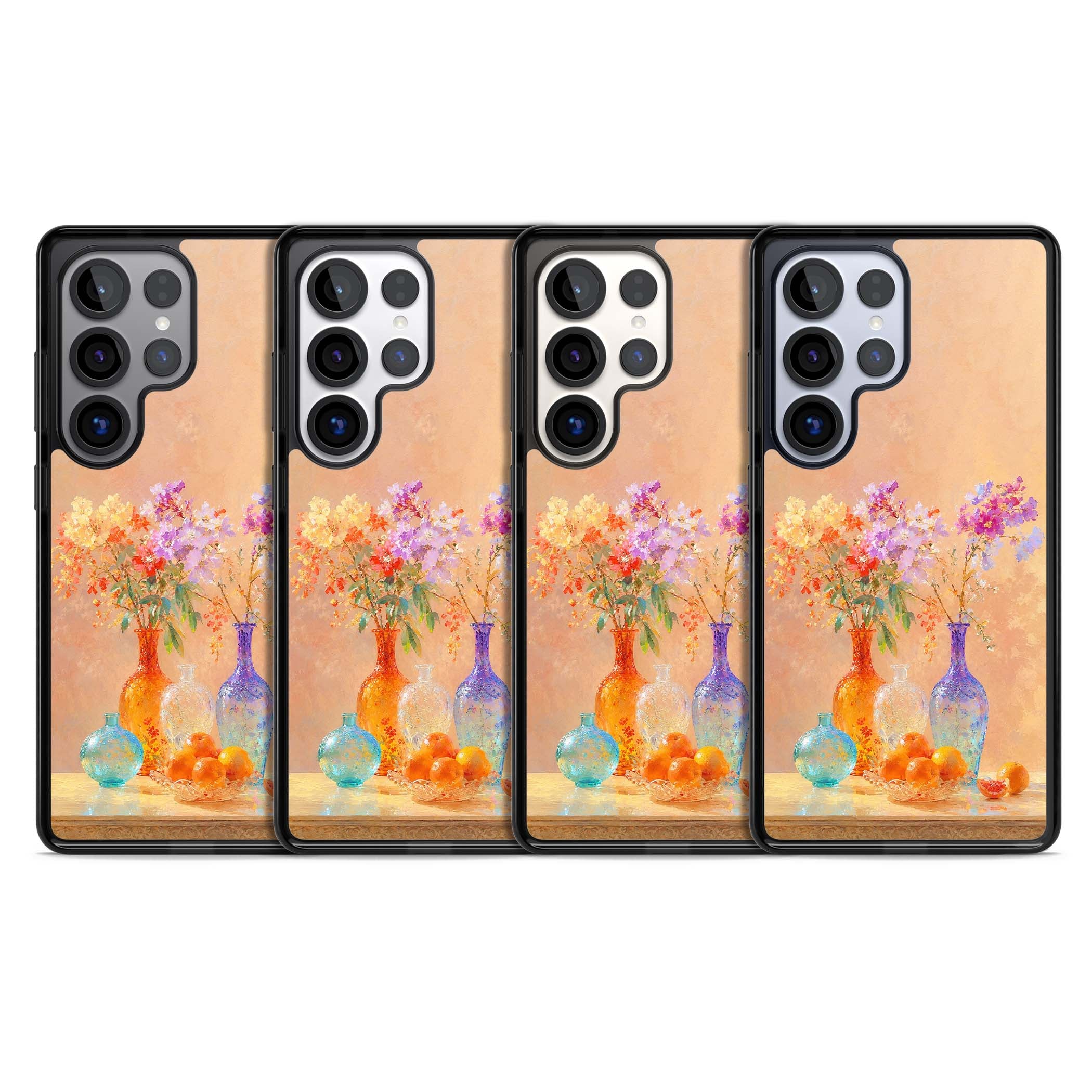 Peach Glass art iPhone case | Black Impact case for Samsung Galaxy S25 Ultra