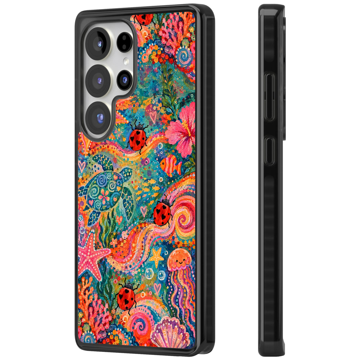Coral Whimsy Samsung S25 Ultra / Samsung S26 Ultra Impact Black Phone Case side