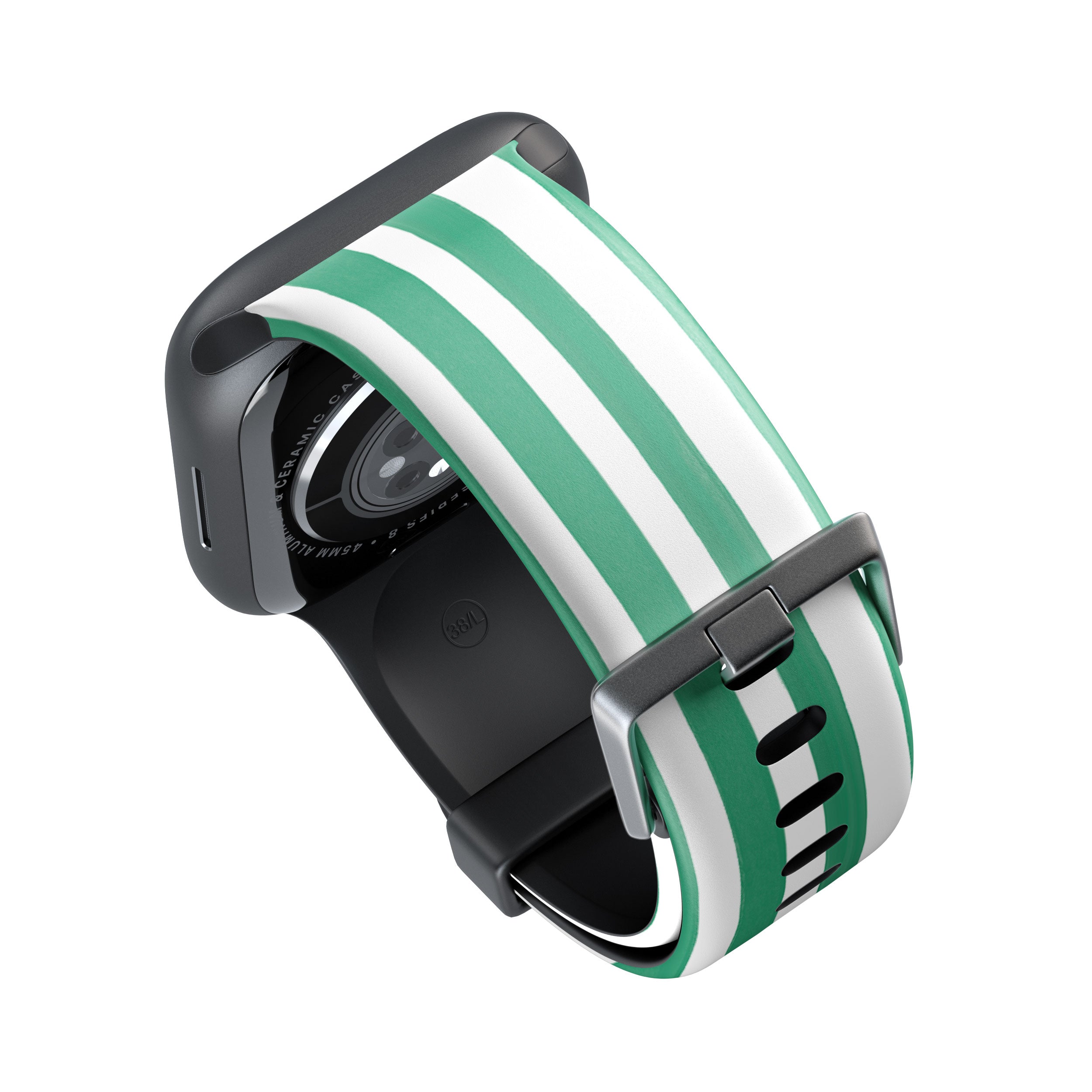 Green & White Striped Apple Watch Strap - 38mm / 40mm / 41mm