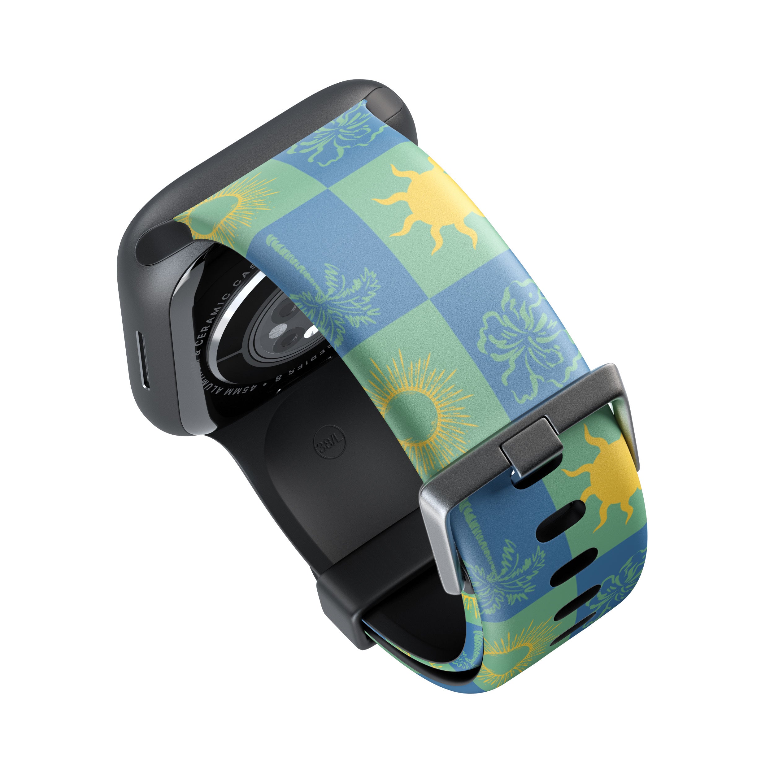 Green & Blue Tropical Checked Apple Watch Strap - 38mm / 40mm / 41mm