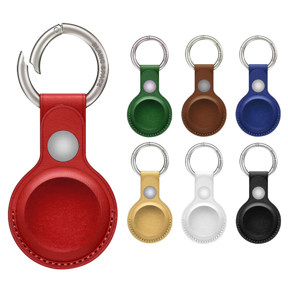 AirTag Leather Key Ring Holder Airtag Holder Saddle Brown,Midnight Black,Lava Red,California Poppy,Ocean Blue,Forest Green,Ice White Blanc Space
