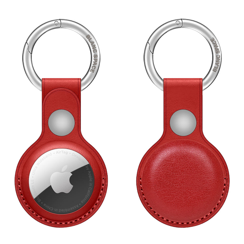 AirTag Leather Key Ring Holder Airtag Holder Lava Red Blanc Space
