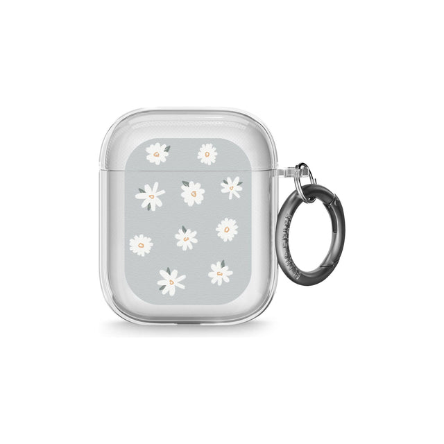 Painted Daisy Blue-Grey Cute AirPods Case (2nd Generation)