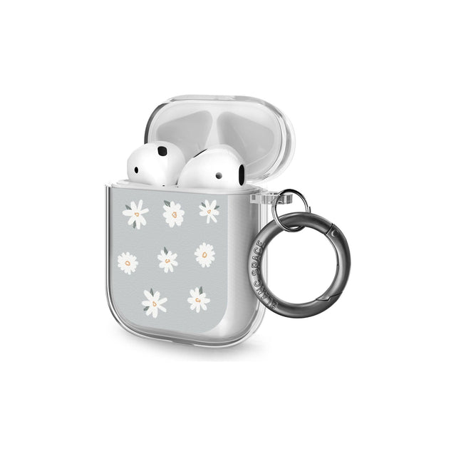 Painted Daisy Blue-Grey Cute AirPods Case (2nd Generation)