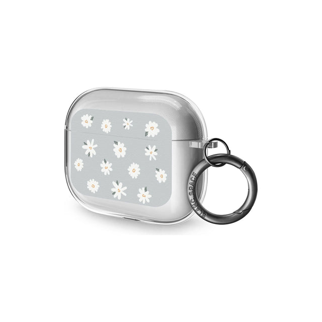 Painted Daisy Blue-Grey Cute AirPods Pro Case