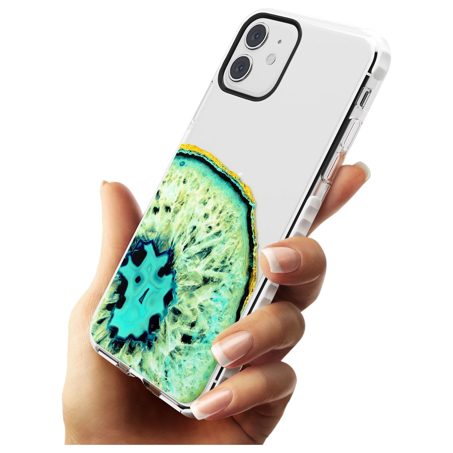 Turquoise & Green Gemstone Crystal Clear Design Impact Phone Case for iPhone 11