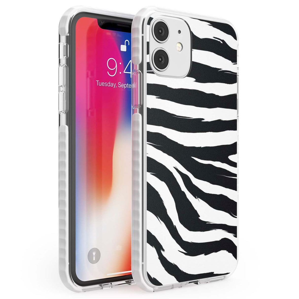 Black Zebra Print Phone Case iPhone 11 / Impact Case,iPhone 12 / Impact Case,iPhone 12 Mini / Impact Case Blanc Space