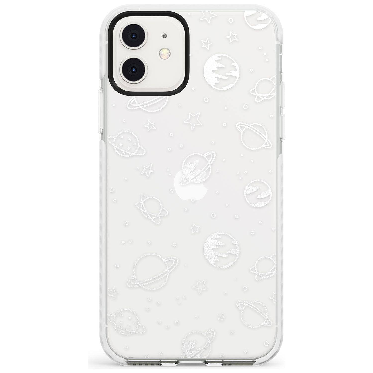 Outer Space Outlines: White on Clear Slim TPU Phone Case for iPhone 11