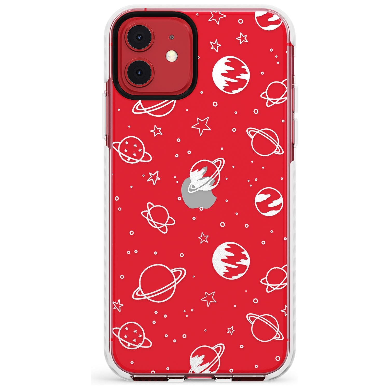 Outer Space Outlines: White on Clear Slim TPU Phone Case for iPhone 11