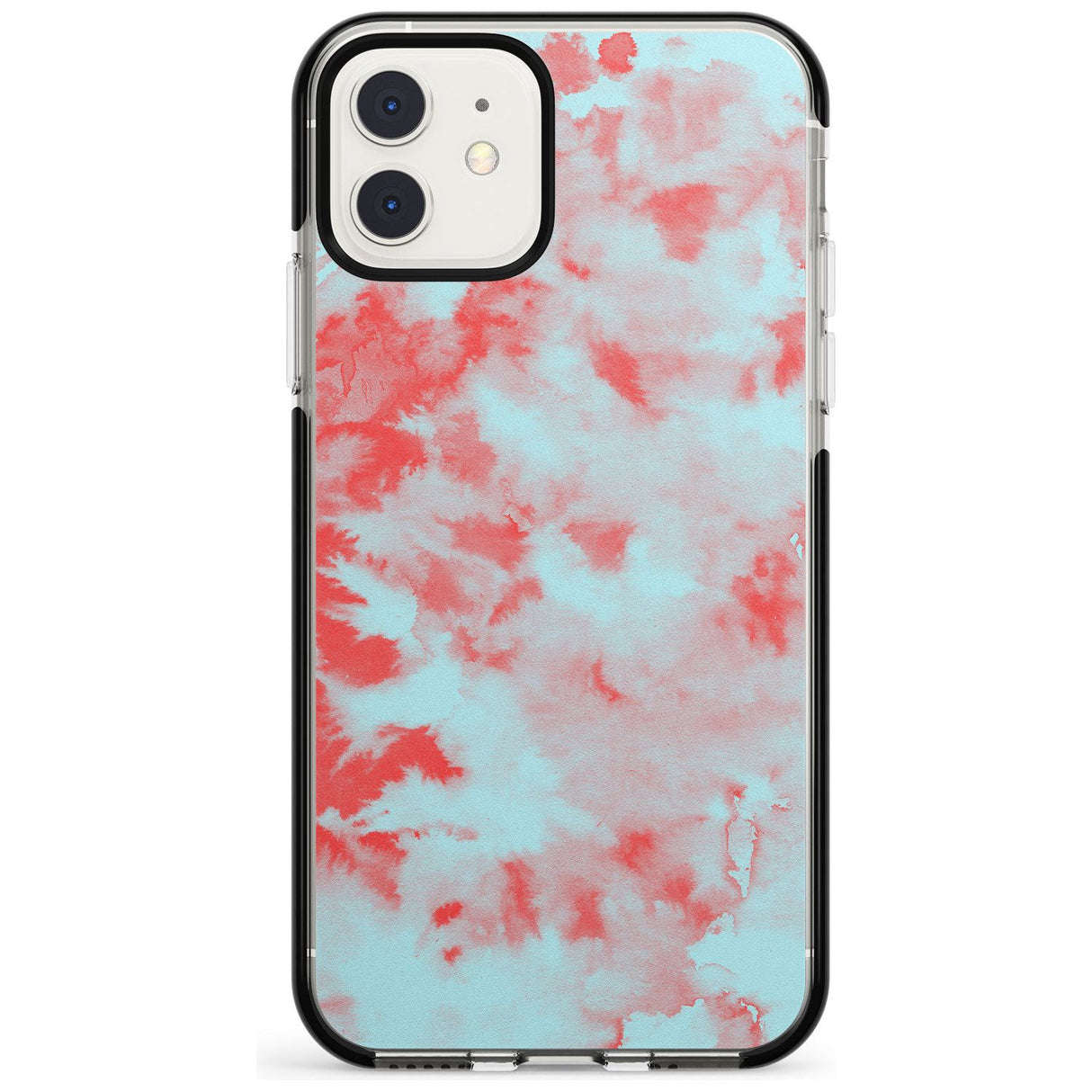 Red & Blue Acid Wash Tie-Dye Pattern Black Impact Phone Case for iPhone 11