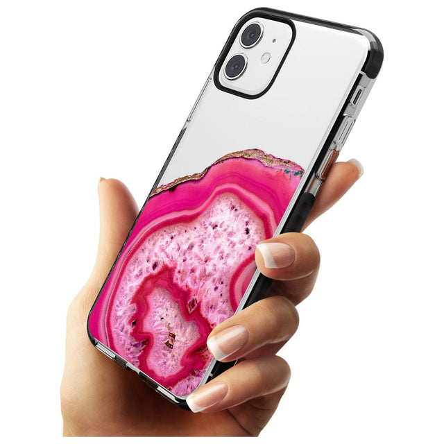 Bright Pink Gemstone Crystal Clear Design Black Impact Phone Case for iPhone 11