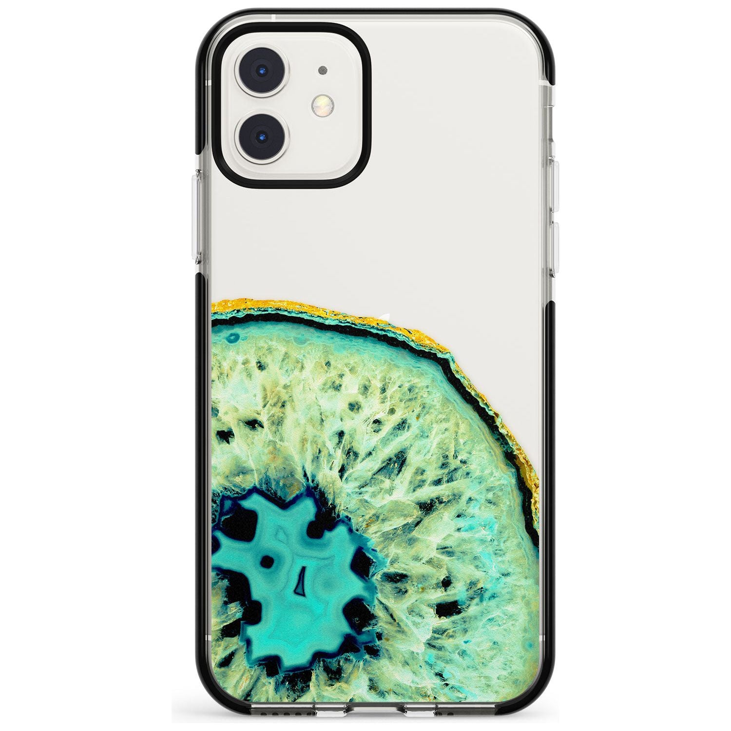 Turquoise & Green Gemstone Crystal Clear Design Black Impact Phone Case for iPhone 11