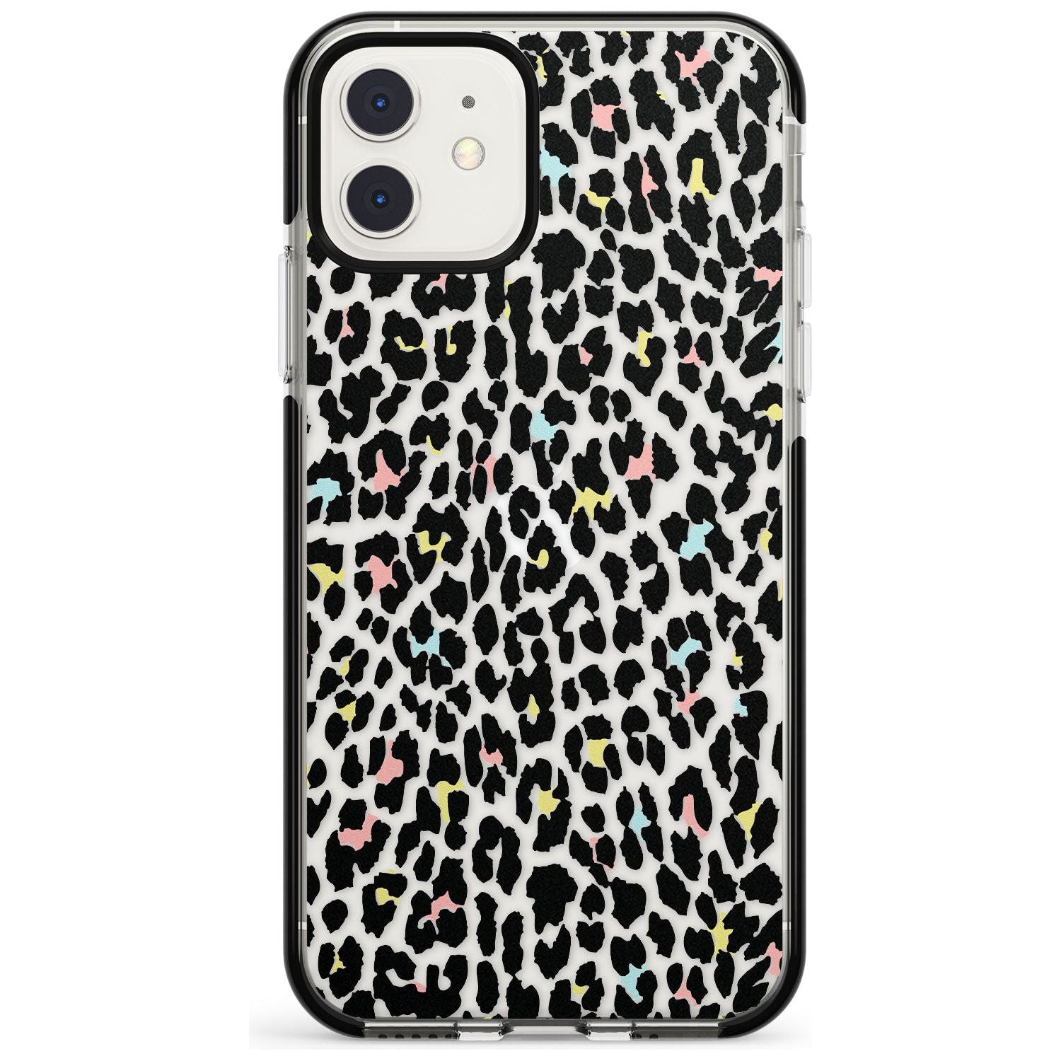 Mixed Pastels Leopard Print - Transparent Black Impact Phone Case for iPhone 11