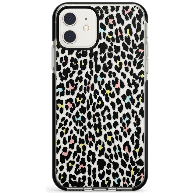 Mixed Pastels Leopard Print - Transparent Black Impact Phone Case for iPhone 11