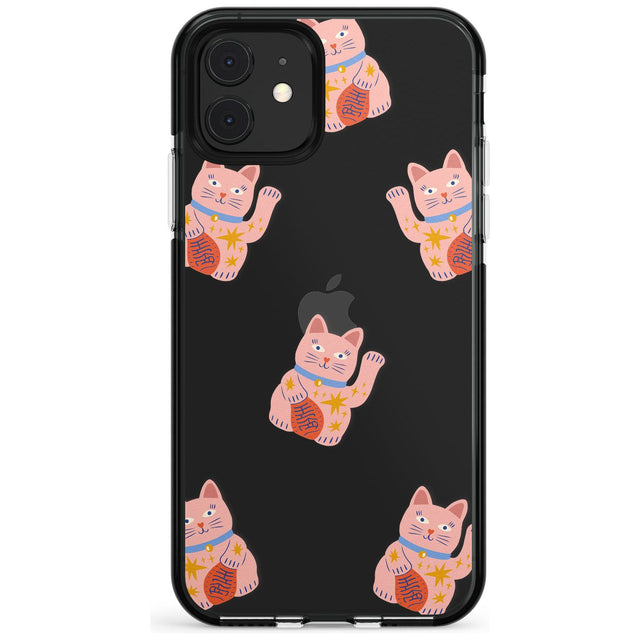 Waving Cat Pattern Black Impact Phone Case for iPhone 11 Pro Max