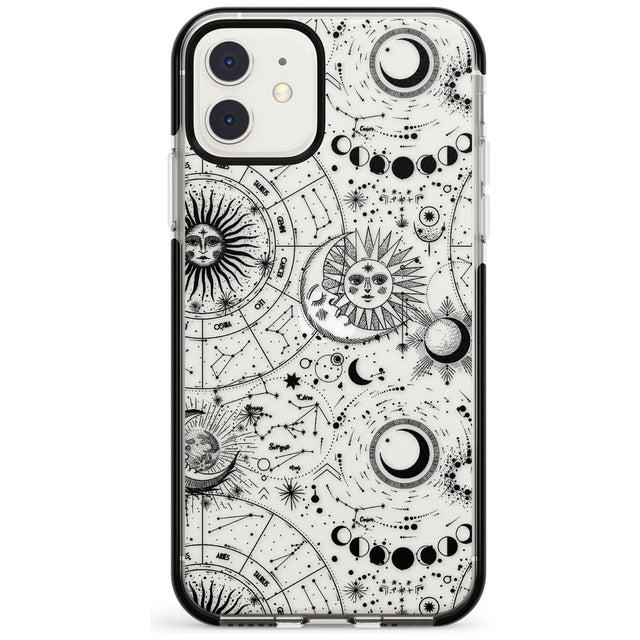 Suns, Moons, Zodiac Signs Astrological Black Impact Phone Case for iPhone 11