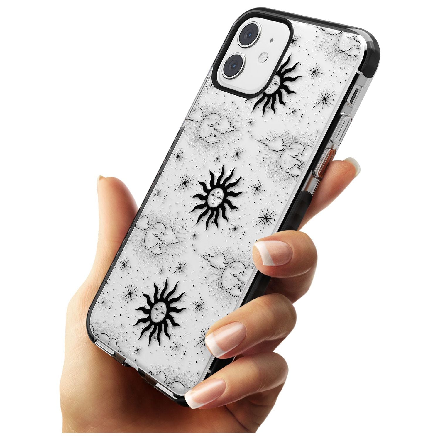 Suns & Clouds Vintage Astrological Black Impact Phone Case for iPhone 11