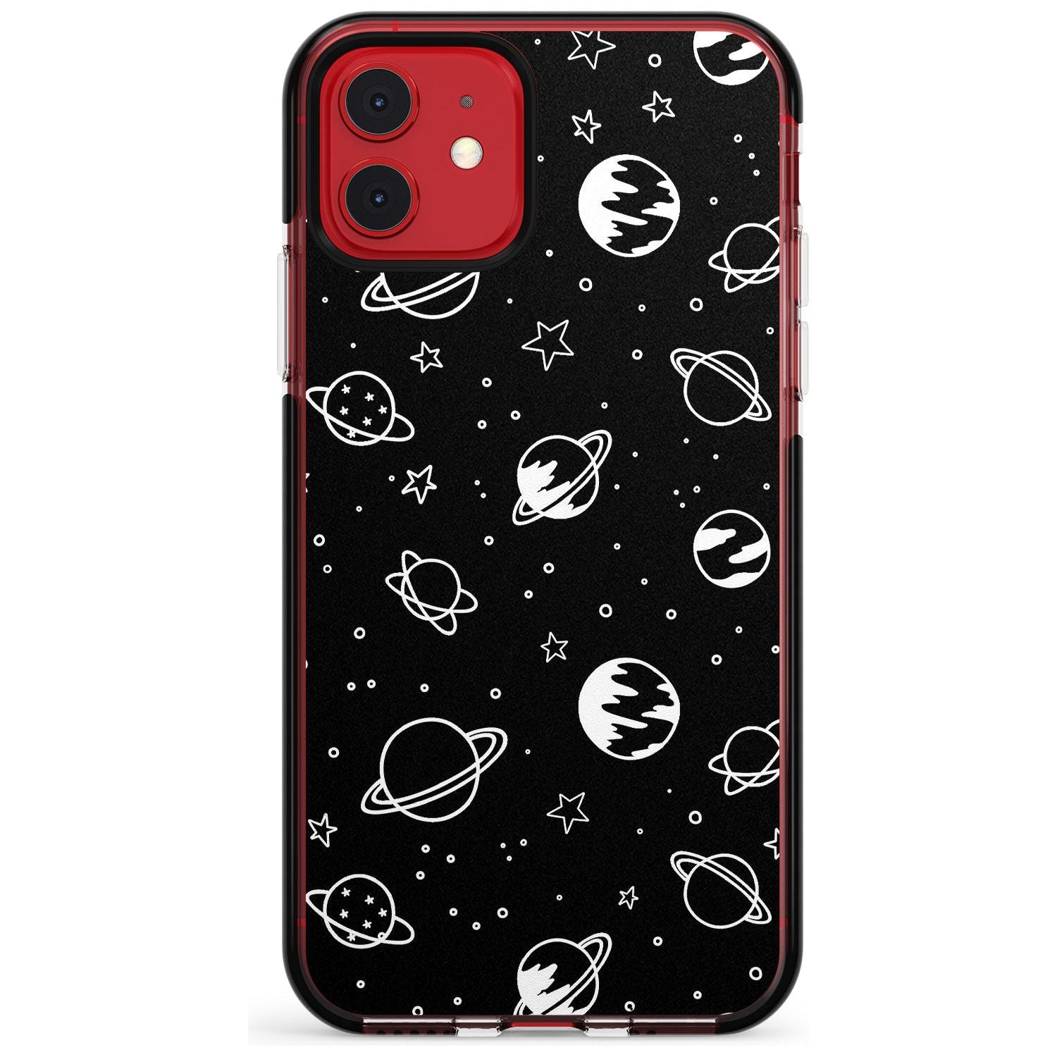 Outer Space Outlines: White on Black Pink Fade Impact Phone Case for iPhone 11 Pro Max