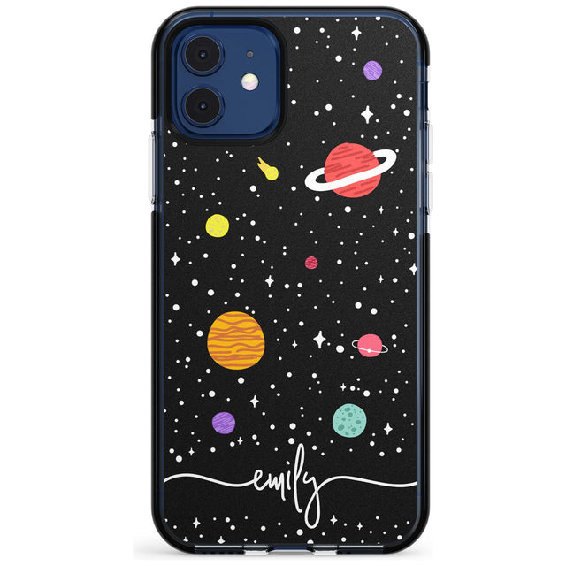 Custom Cute Cartoon Planets Pink Fade Impact Phone Case for iPhone 11 Pro Max