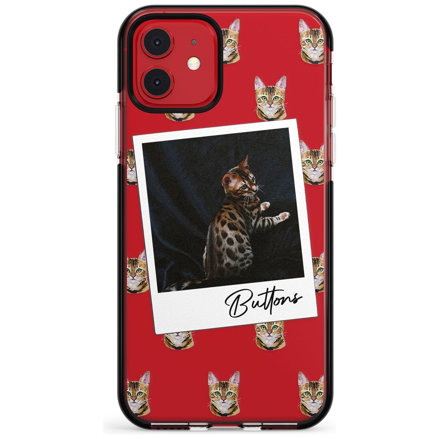 Personalised Bengal Cat Photo Black Impact Phone Case for iPhone 11 Pro Max