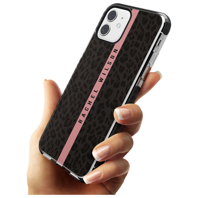 Pink Stripe Leopard Pattern Black Impact Phone Case for iPhone 11