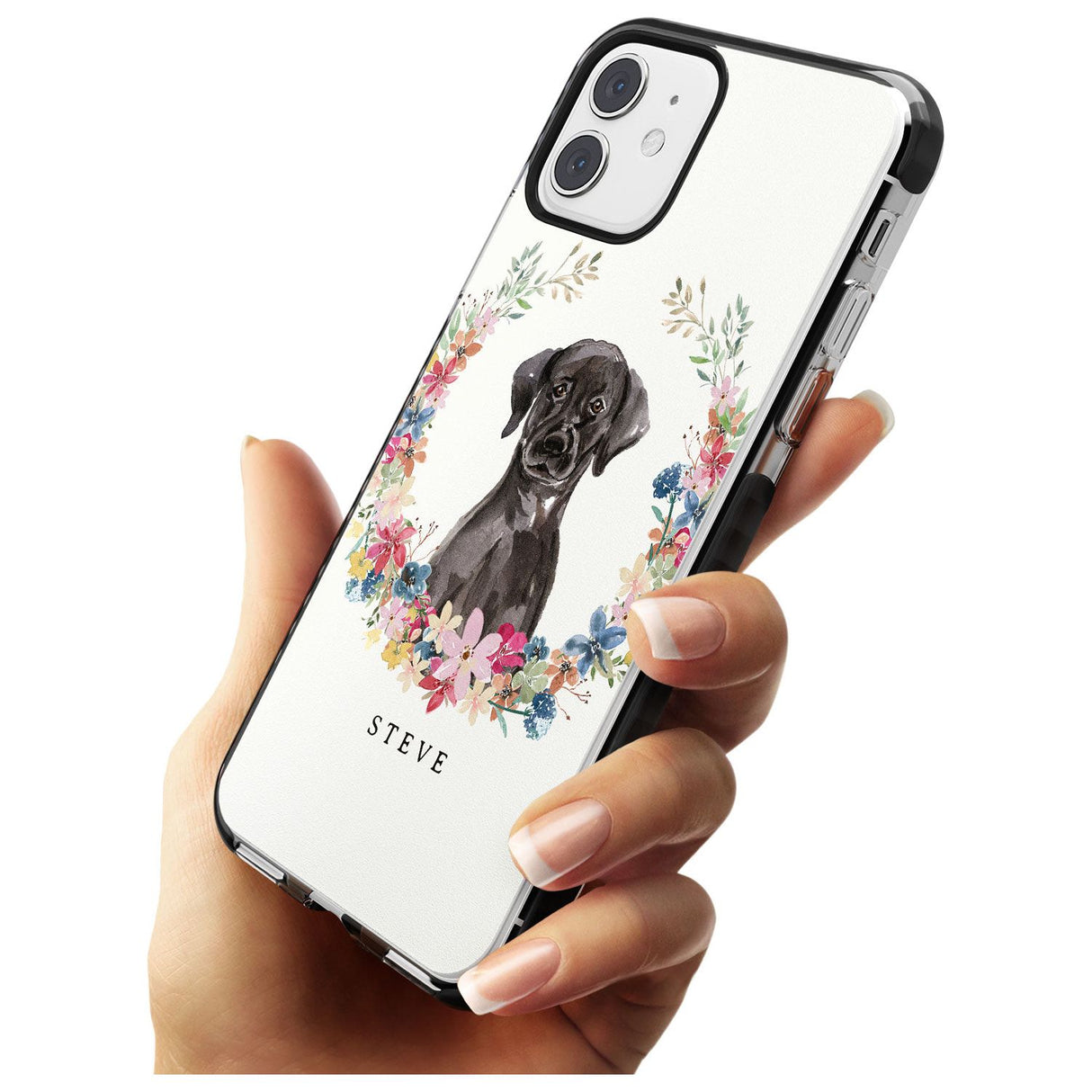 Black Lab Watercolour Dog Portrait Black Impact Phone Case for iPhone 11