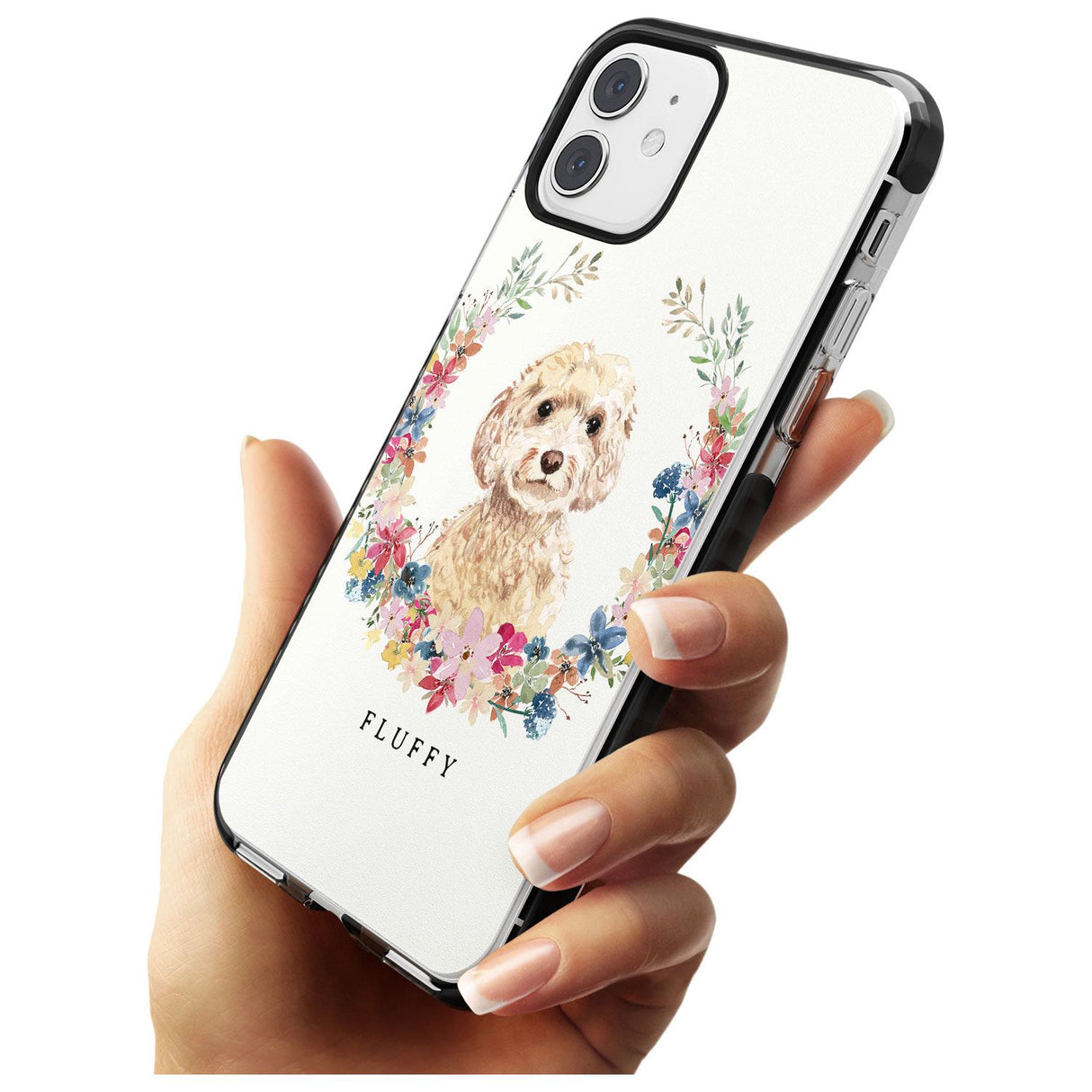 Champagne Cockapoo - Watercolour Dog Portrait Black Impact Phone Case for iPhone 11