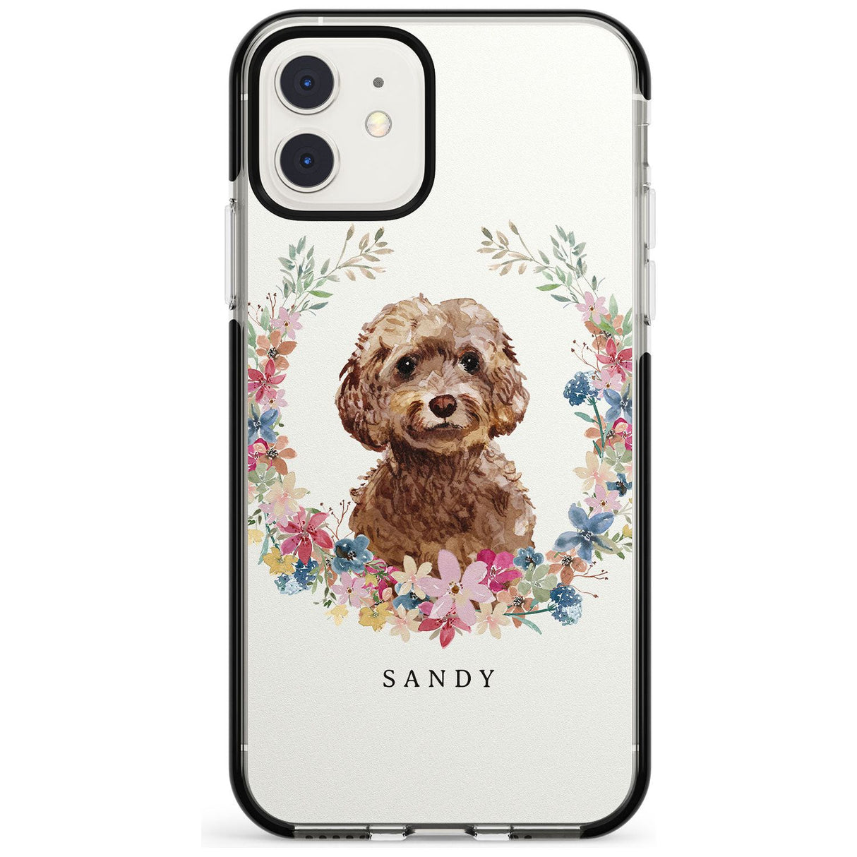 Brown Cockapoo - Watercolour Dog Portrait Black Impact Phone Case for iPhone 11