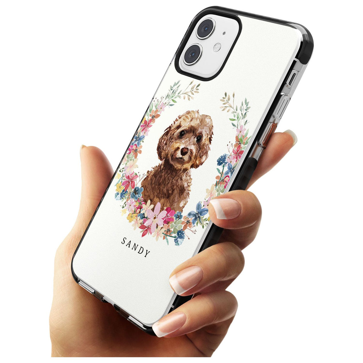 Brown Cockapoo - Watercolour Dog Portrait Black Impact Phone Case for iPhone 11