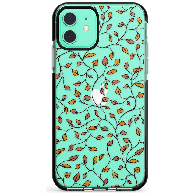 Personalised Autumn Leaves Pattern Black Impact Phone Case for iPhone 11 Pro Max