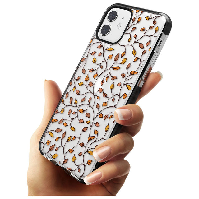 Personalised Autumn Leaves Pattern Black Impact Phone Case for iPhone 11 Pro Max