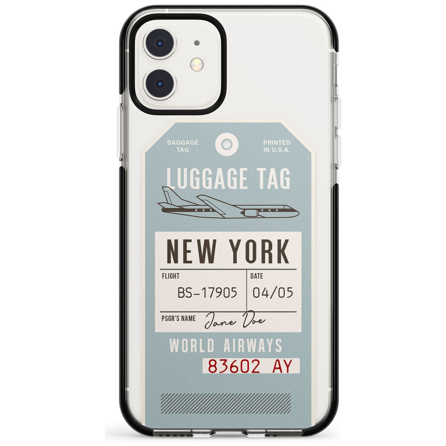 Custom Vintage USA Luggage Tag Pink Fade Impact Phone Case for iPhone 11 Pro Max