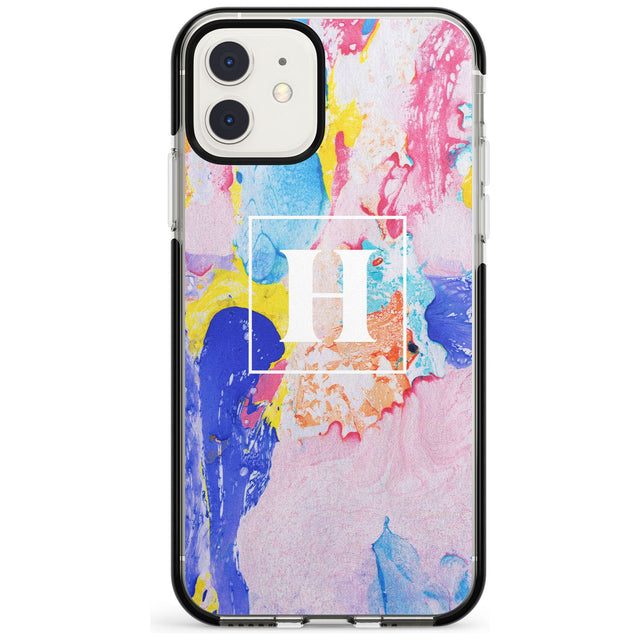 Mixed Pastels Custom Marbled Paper Black Impact Phone Case for iPhone 11