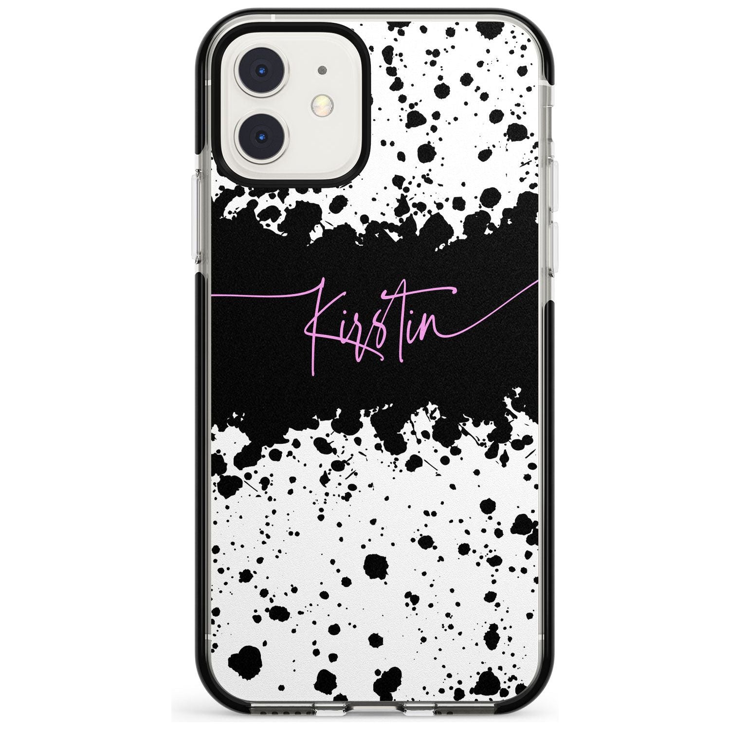 Black & White Paint Splatters iPhone Case  Black Impact Custom Phone Case - Case Warehouse