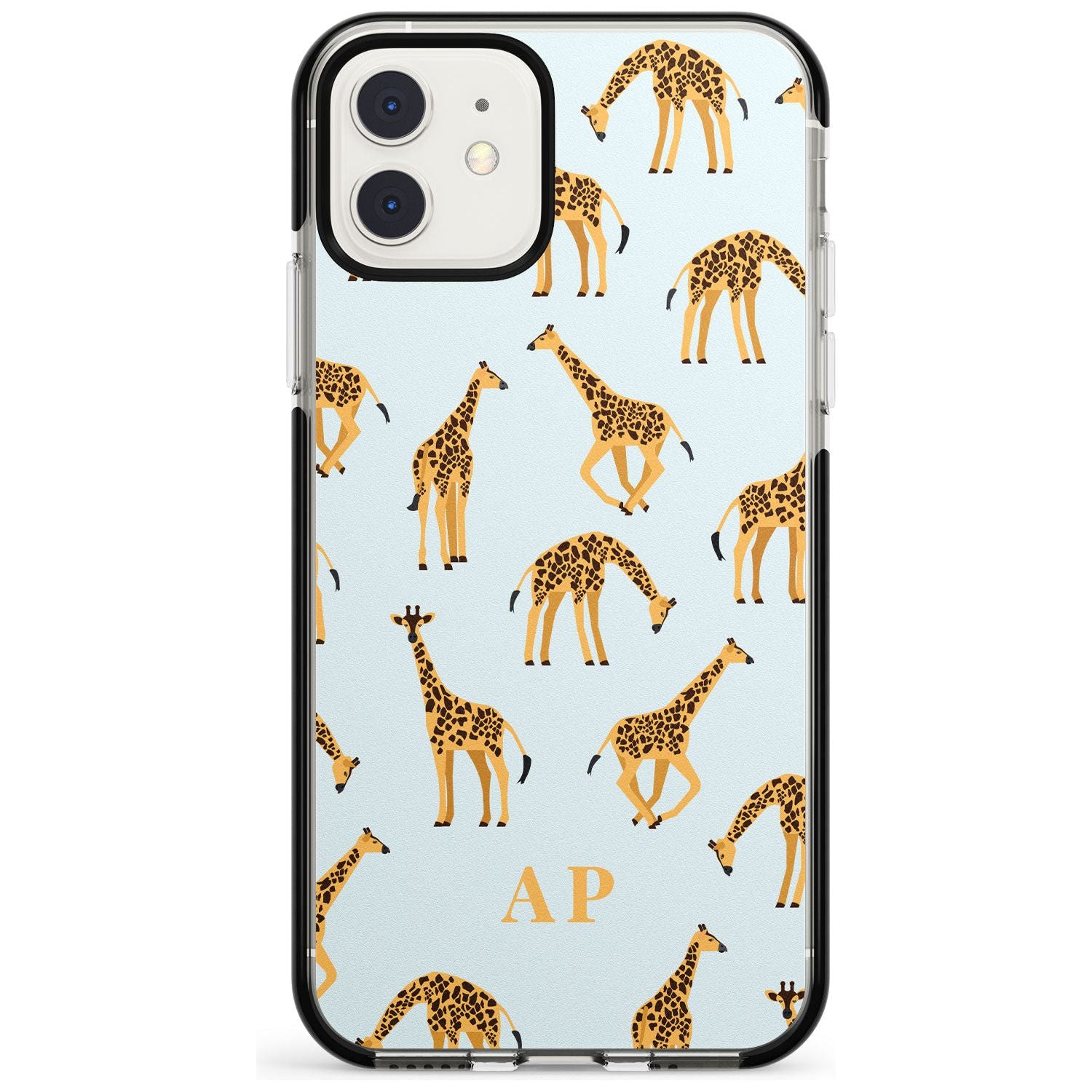 Safari Giraffe Pattern on Blue iPhone Case  Black Impact Custom Phone Case - Case Warehouse