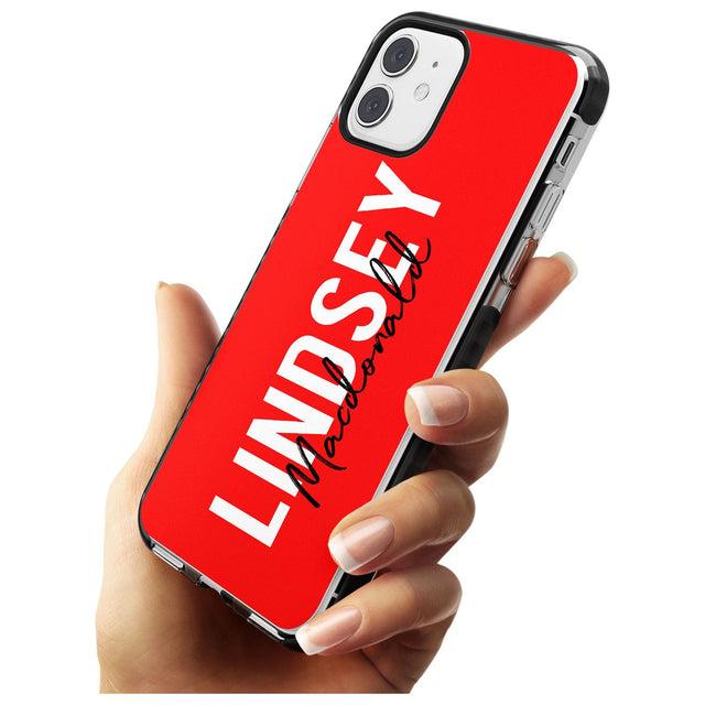 Bold Custom Name: Red Black Impact Phone Case for iPhone 11
