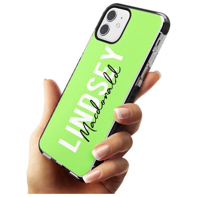 Bold Custom Name: Lime Black Impact Phone Case for iPhone 11